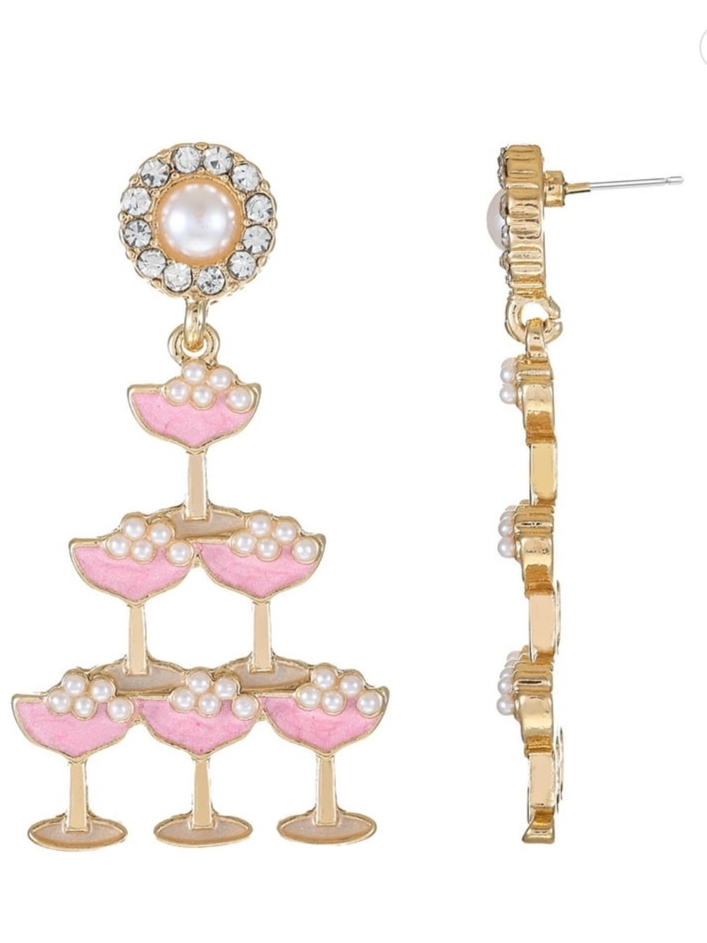 Champagne Glass Drop Earrings - Picture 2 of 2